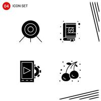 Collection of 4 Vector Icons in solid style Pixle Perfect Glyph Symbols for Web and Mobile Solid Icon Signs on White Background 4 Icons