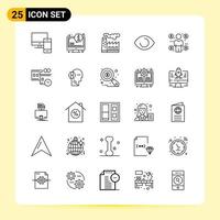 25 iconos creativos para el diseño moderno de sitios web y aplicaciones móviles receptivas 25 símbolos de contorno signos sobre fondo blanco paquete de 25 iconos vector