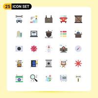 Modern Set of 25 Flat Colors and symbols such as box transportation clean outline ambulance Editable Vector Design Elements