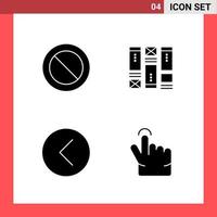 4 Icon Pack Solid Style Glyph Symbols on White Background Simple Signs for general designing vector