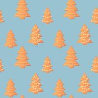 Christmas gingerbread trees pattern vector