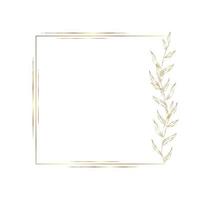 Gold Autumn leaves vector Background. Botanical frame