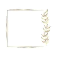 Gold leaves frame vector Background. Botanical frame