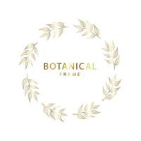 Gold Autumn leaves vector Background. Botanical frame