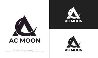 letra a combinar con la ilustración del diseño del logotipo de la luna vector