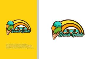 gelato de playa, ilustración de diseño de logotipo de helado vector
