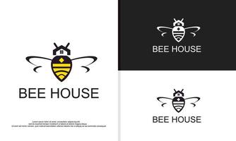 gráfico vectorial de ilustración de logotipo de abeja combinado con casa. Apto para empresa inmobiliaria, etc. vector