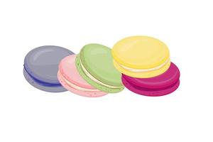 Stack of colorful macaroons, macaroon cakes with macaroons. vector