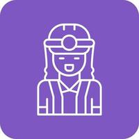 Female Engineer Line Round Corner Background Icons vector