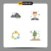 4 Flat Icon concept for Websites Mobile and Apps mountain work nature catering flow Editable Vector Design Elements