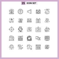 Pack of 25 Modern Lines Signs and Symbols for Web Print Media such as online commerce map marker e box Editable Vector Design Elements