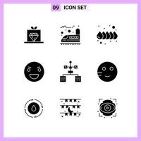 9 Icons in Solid Style Glyph Symbols on White Background Creative Vector Signs for Web mobile and Print