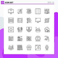 conjunto de 25 iconos en estilo de línea símbolos de contorno creativo para el diseño de sitios web y aplicaciones móviles signo de icono de línea simple aislado en fondo blanco 25 iconos vector