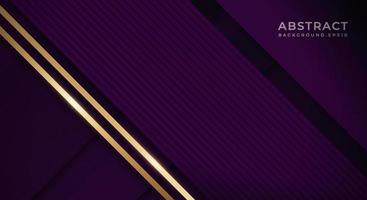 Abstract Dark Purple Background with Golden Lines Luxury Strings. Geometric Backdrop with Textured Paper Layers for Business Presentation Template vector