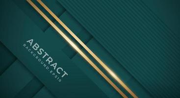 Abstract Dark Green Background with Golden Lines Luxury Strings. Geometric Backdrop with Textured Paper Layers for Business Presentation Template vector