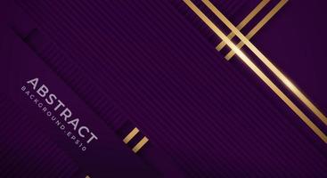 Abstract Dark Purple Background with Golden Lines Luxury Strings. Geometric Backdrop with Textured Paper Layers for Business Presentation Template vector