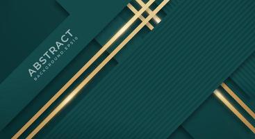 Abstract Dark Green Background with Golden Lines Luxury Strings. Geometric Backdrop with Textured Paper Layers for Business Presentation Template vector