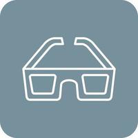 3d Glasses Line Round Corner Background Icons vector