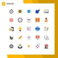 Set of 25 Modern UI Icons Symbols Signs for safety global globe world internet Editable Vector Design Elements