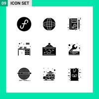 User Interface Pack of 9 Basic Solid Glyphs of map decorate profile home desk Editable Vector Design Elements
