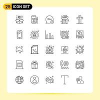 Set of 25 Modern UI Icons Symbols Signs for cross celebration chat supplies office Editable Vector Design Elements