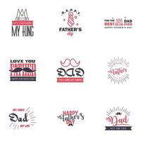 Happy Fathers Day greeting Card 9 Black and Pink Calligraphy Vector illustration Editable Vector Design Elements