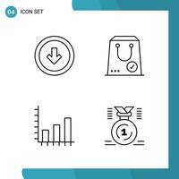 Vector Pack of 4 Outline Symbols Line Style Icon Set on White Background for Web and Mobile