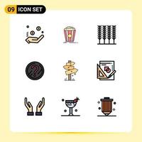 Universal Icon Symbols Group of 9 Modern Filledline Flat Colors of camping direction cereal solution faq Editable Vector Design Elements