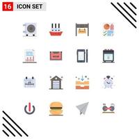 Universal Icon Symbols Group of 16 Modern Flat Colors of chart report real page data Editable Pack of Creative Vector Design Elements