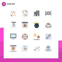 16 Universal Flat Colors Set for Web and Mobile Applications key secure building file egg Editable Pack of Creative Vector Design Elements