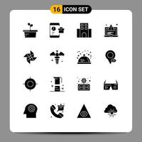 16 User Interface Solid Glyph Pack of modern Signs and Symbols of spring testing apartment alert travelling Editable Vector Design Elements