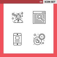 Mobile Interface Line Set of 4 Pictograms of debt mobile money online online Editable Vector Design Elements