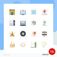 Modern Set of 16 Flat Colors and symbols such as start launching setting fan cooler Editable Pack of Creative Vector Design Elements