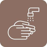 Washing Hands Line Round Corner Background Icons vector