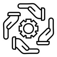 icono de línea de trabajo en equipo vector