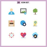 Set of 9 Modern UI Icons Symbols Signs for concentration internet growth globe hide Editable Vector Design Elements