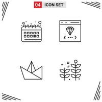 Line Pack of 4 Universal Symbols of calendar hobby routine coding paper Editable Vector Design Elements