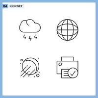 4 Line concept for Websites Mobile and Apps cloud sputnik weather security connected Editable Vector Design Elements