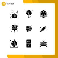 9 Creative Icons Modern Signs and Symbols of target tool abilities paint skills Editable Vector Design Elements