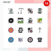 16 User Interface Flat Color Filled Line Pack of modern Signs and Symbols of hobbies cd divide saint mobile Editable Creative Vector Design Elements