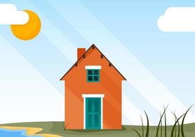 Nice detached Scandinavian orange house vector