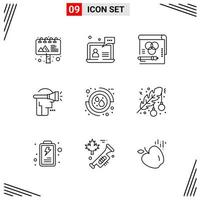 9 Icons Line Style Grid Based Creative Outline Symbols for Website Design Simple Line Icon Signs Isolated on White Background 9 Icon Set vector