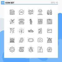 Modern Set of 25 Lines and symbols such as caravan institute model column bank Editable Vector Design Elements