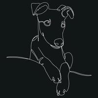 Portrait of a dog in one line. Whippet ,greyhound realistic silhouette outline. The small English greyhound breed. Vector illustration