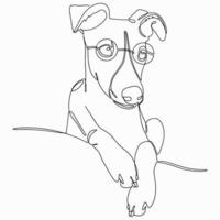 Portrait of a dog in one line. Whippet ,greyhound realistic silhouette outline. The small English greyhound breed. Vector illustration