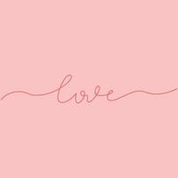Drawing of a continuous line of hearts and the inscription love. Fashionable minimalist illustration. Drawing in one line vector