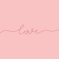 Drawing of a continuous line of hearts and the inscription love. Fashionable minimalist illustration. Drawing in one line vector