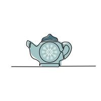 Teapot. Continuous drawing of lines. Teapot logo with one contour linear. Linear vector illustration.