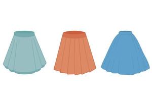 A set of orange and blue skirts. Vector illustration isolated on a white background