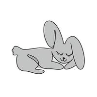 Rabbit drawn in one line. Isolated on white background. Vector illustration. Drawing a continuous line. Hare on a white isolated background. Line style.